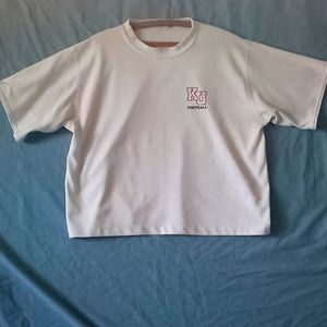 KU football short sleeve midriff tshirt